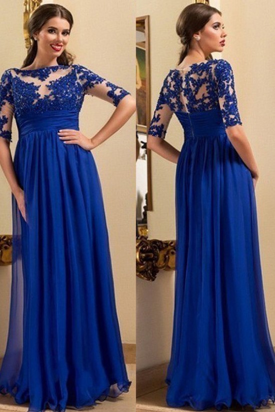 A-Line Long Mother of The Bride Dresses with Lace Appliques 602137 A-Line Long Mother of The Bride Dresses with Lace Appliques 602137
