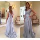 Elegant Chiffon Lace V-Neck Long Mother of The Bride Dresses 602140