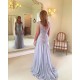 Elegant Chiffon Lace V-Neck Long Mother of The Bride Dresses 602140