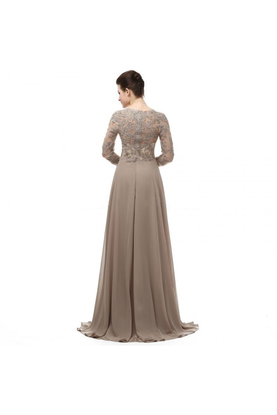 A-Line V-Neck Long Sleeves Lace Chiffon Mother of The Bride Dresses 602149 A-Line V-Neck Long Sleeves Lace Chiffon Mother of The Bride Dresses 602149
