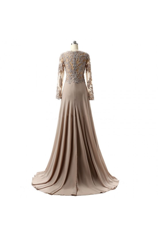 A-Line V-Neck Long Sleeves Lace Chiffon Mother of The Bride Dresses 602149 A-Line V-Neck Long Sleeves Lace Chiffon Mother of The Bride Dresses 602149