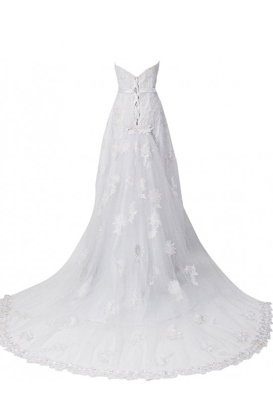 Elegant A-line Chapel Train Lace Wedding Dresses WD010008 Elegant A-line Chapel Train Lace Wedding Dresses WD010008