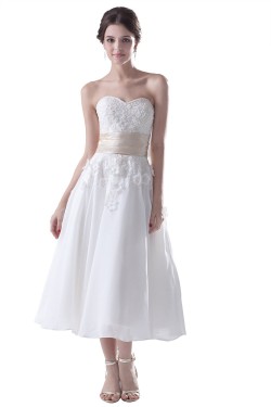 A-line Sweetheart Tea-Length Wedding Dresses WD010012