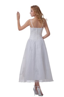 A-line Spaghetti Straps Tea-length Wedding Dresses WD010021