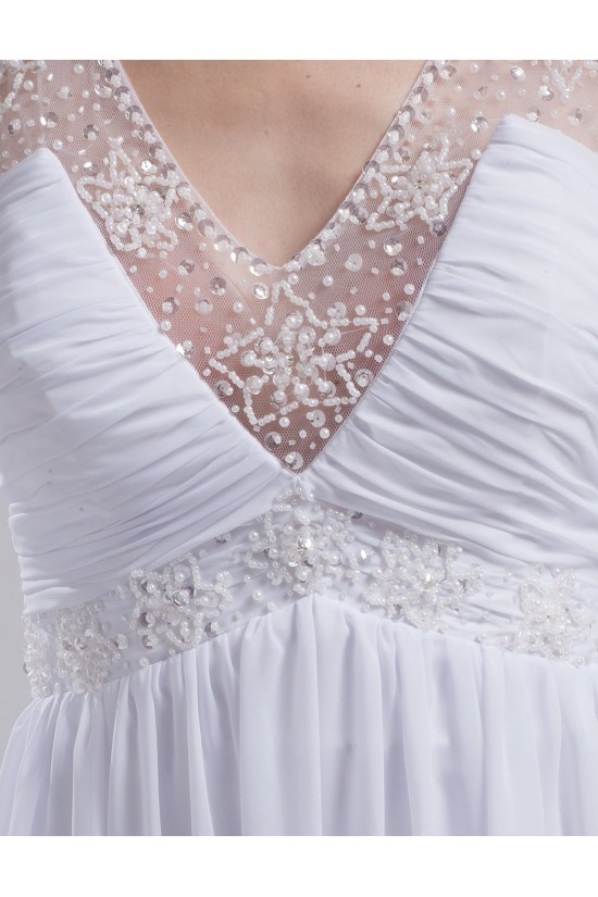 Elegant A-line V-neck Straps Chapel Train Chiffon Beaded Wedding Dresses WD010026 Elegant A-line V-neck Straps Chapel Train Chiffon Beaded Wedding Dresses WD010026
