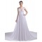 Elegant A-line V-neck Straps Chapel Train Chiffon Beaded Wedding Dresses WD010026