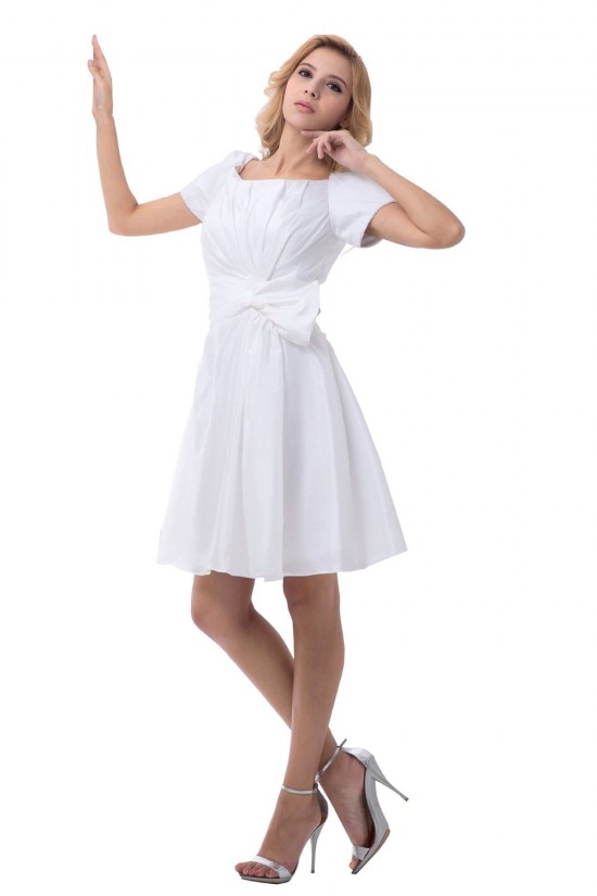 A-line Short Sleeves Short Wedding Dresses WD010038 A-line Short Sleeves Short Wedding Dresses WD010038