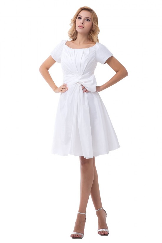 A-line Short Sleeves Short Wedding Dresses WD010038 A-line Short Sleeves Short Wedding Dresses WD010038