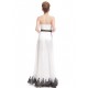 Sheath/Column Strapless Black Applique White Wedding Dresses WD010040