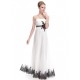 Sheath/Column Strapless Black Applique White Wedding Dresses WD010040