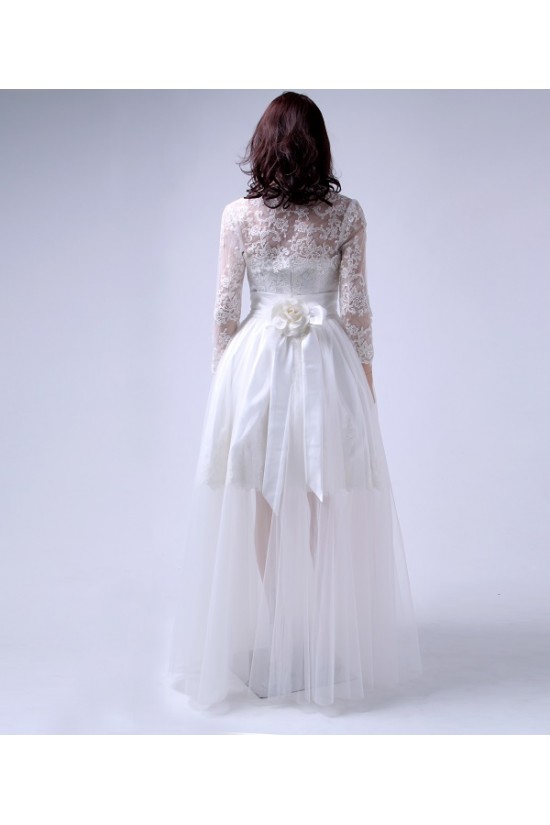Cheap Short Bridal Wedding Dresses with A Lace Jacket and Removable Long Skirt WD010157 Cheap Short Bridal Wedding Dresses with A Lace Jacket and Removable Long Skirt WD010157