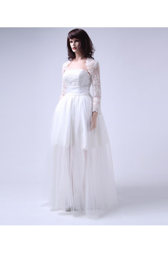 Cheap Short Bridal Wedding Dresses with A Lace Jacket and Removable Long Skirt WD010157 Cheap Short Bridal Wedding Dresses with A Lace Jacket and Removable Long Skirt WD010157