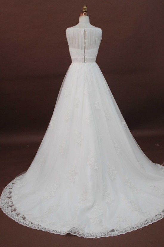 A-line Chapel Train Beaded Lace Bridal Wedding Dresses WD010178 A-line Chapel Train Beaded Lace Bridal Wedding Dresses WD010178