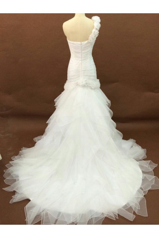 Trumpet/Mermaid One Shoulder Court Train Bridal Wedding Dresses WD010196 Trumpet/Mermaid One Shoulder Court Train Bridal Wedding Dresses WD010196