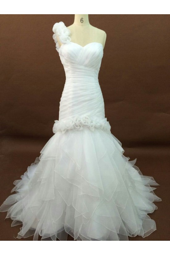 Trumpet/Mermaid One Shoulder Court Train Bridal Wedding Dresses WD010196 Trumpet/Mermaid One Shoulder Court Train Bridal Wedding Dresses WD010196