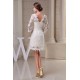 Short 3/4 Sleeves V-back Bridal Wedding Dress WD010251