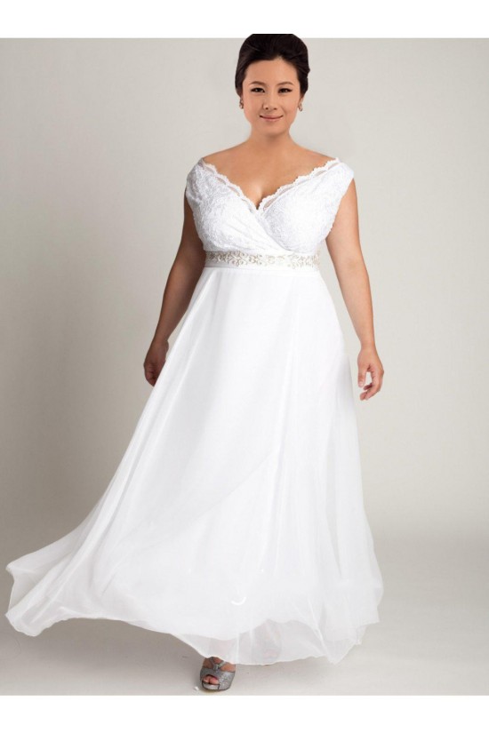 A-line Off the Shoulder Lace and Chiffon Plus Size Bridal Wedding Dresses WD010309 A-line Off the Shoulder Lace and Chiffon Plus Size Bridal Wedding Dresses WD010309