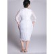 Sheath 3/4 Sleeves V-neck Lace Short Plus Size Bridal Wedding Dresses WD010310