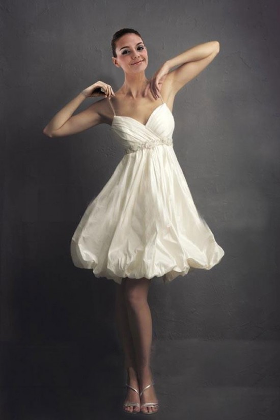 Ball Gown Spaghetti Strap Short Bridal Wedding Dresses WD010328