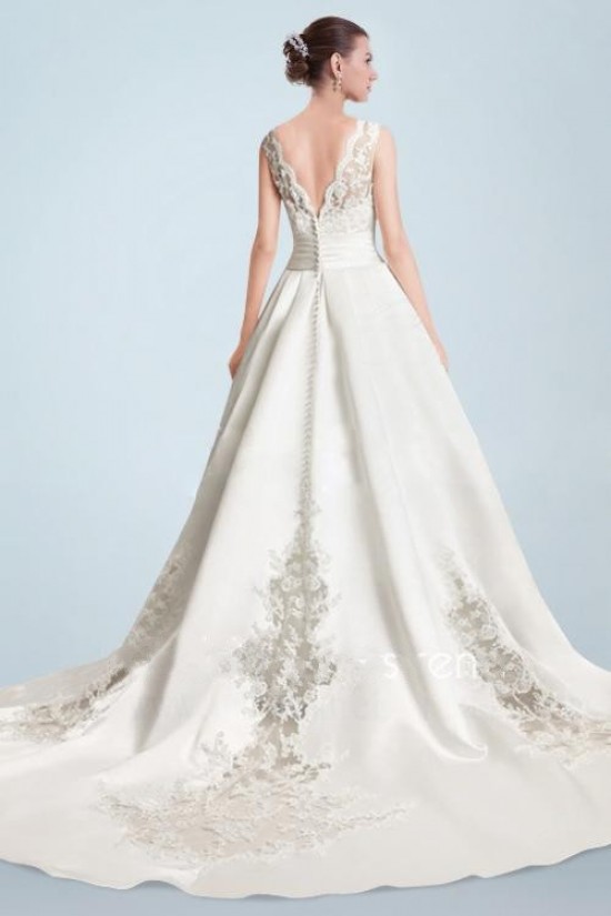 A-line V-neck Lace Bridal Wedding Dresses WD010346 A-line V-neck Lace Bridal Wedding Dresses WD010346