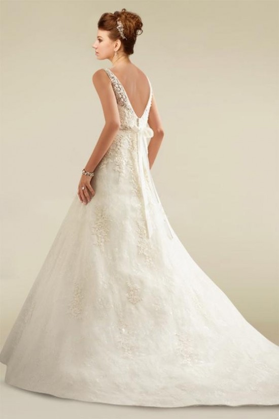 A-line V-neck Beaded Lace Bridal Wedding Dresses WD010348 A-line V-neck Beaded Lace Bridal Wedding Dresses WD010348