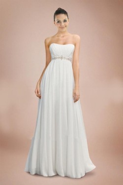 Empire Strapless Maternity Beaded Chiffon Bridal Wedding Dresses WD010365