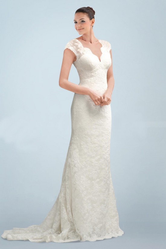 Elegant V-neck Short Sleeves Lace Bridal Wedding Dresses WD010380 Elegant V-neck Short Sleeves Lace Bridal Wedding Dresses WD010380