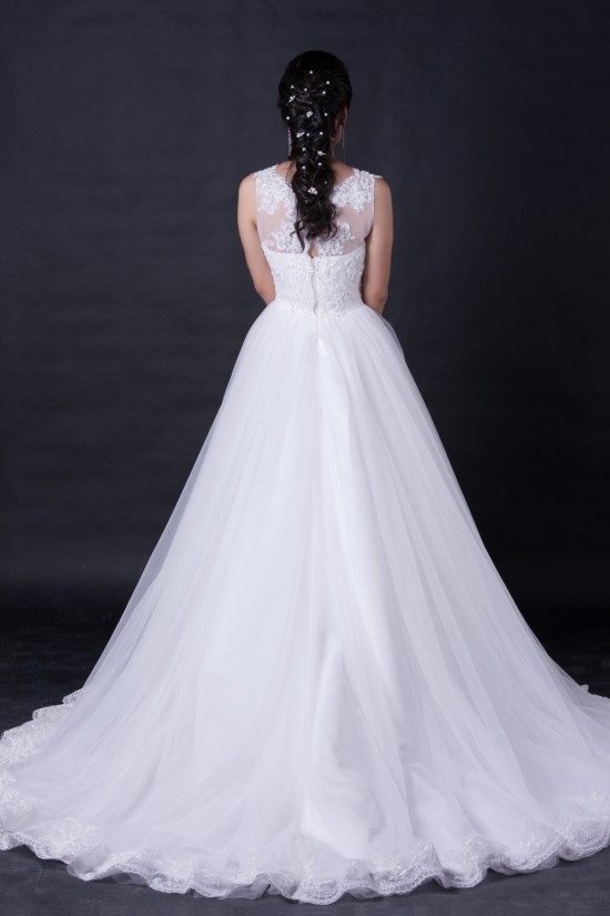 A-line Beaded Appliques Bridal Wedding Dresses WD010383