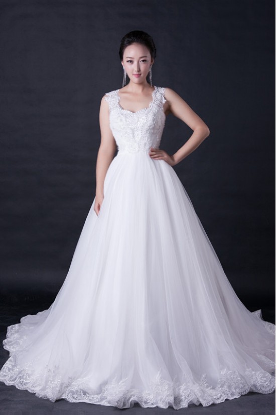 A-line Beaded Appliques Bridal Wedding Dresses WD010383 A-line Beaded Appliques Bridal Wedding Dresses WD010383