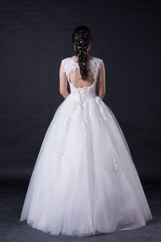 Ball Gown Beaded Appliques Floor Length Bridal Wedding Dresses WD010390