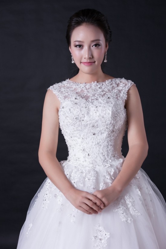 Ball Gown Beaded Appliques Floor Length Bridal Wedding Dresses WD010390
