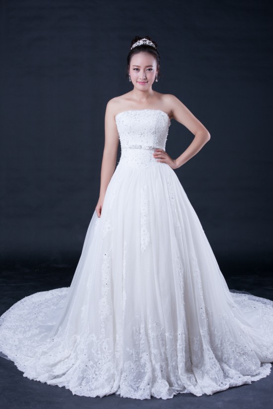 A-line Strapless Beaded Bridal Wedding Dresses WD010405 A-line Strapless Beaded Bridal Wedding Dresses WD010405
