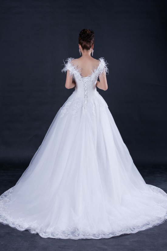 Ball Gown Off the Shoulder Beaded Lace Bridal Wedding Dresses WD010407