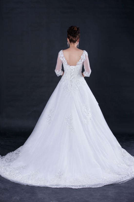 A-line Half Sleeves Beaded Lace Bridal Wedding Dresses WD010413 A-line Half Sleeves Beaded Lace Bridal Wedding Dresses WD010413