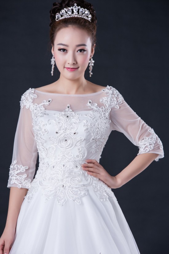 A-line Half Sleeves Beaded Lace Bridal Wedding Dresses WD010413 A-line Half Sleeves Beaded Lace Bridal Wedding Dresses WD010413