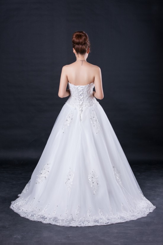 A-line Sweetheart Beaded Lace Bridal Wedding Dresses WD010415