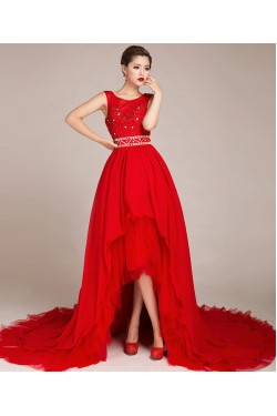 High Low Beaded Bridal Wedding Dresses WD010429