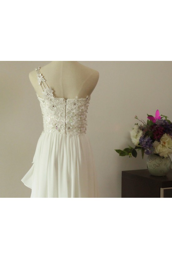 High Low One Shoulder Beaded Lace Chiffon Bridal Gown Wedding Dress WD010451 High Low One Shoulder Beaded Lace Chiffon Bridal Gown Wedding Dress WD010451