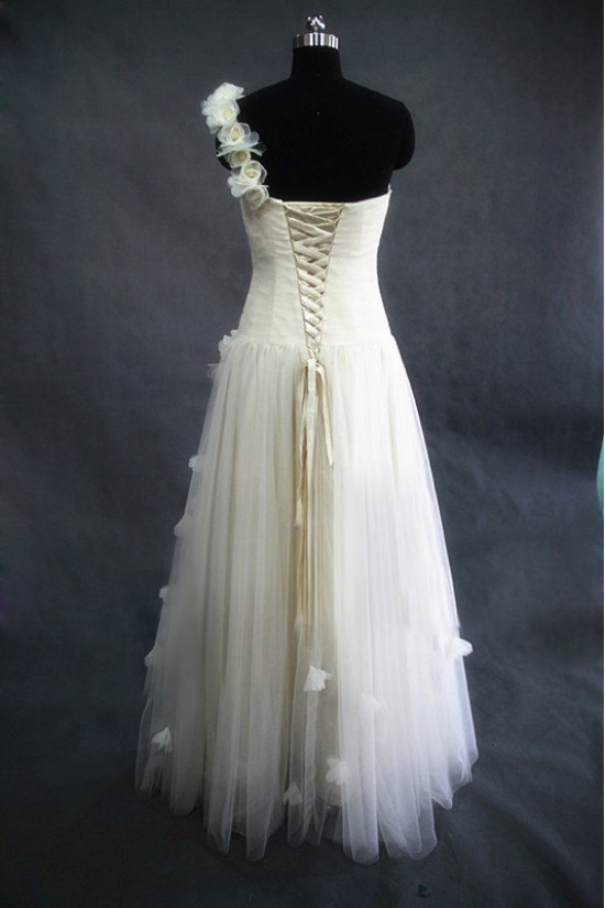 A-line One Shoulder Tulle Bridal Gown Wedding Dress WD010457 A-line One Shoulder Tulle Bridal Gown Wedding Dress WD010457