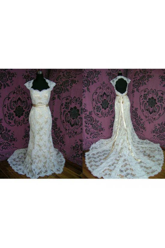 Trumpet/Mermaid Chapel Train Lace Bridal Gown Wedding Dress WD010459