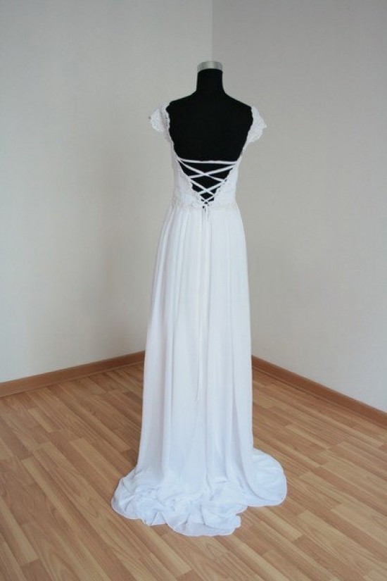 Empire Lace and Chiffon Bridal Gown Maternity Wedding Dress WD010460 Empire Lace and Chiffon Bridal Gown Maternity Wedding Dress WD010460