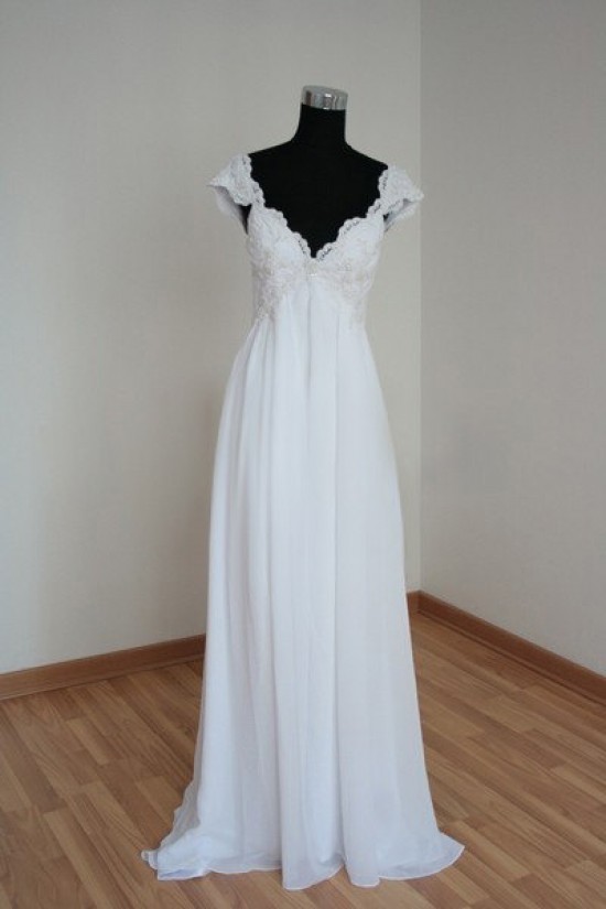 Empire Lace and Chiffon Bridal Gown Maternity Wedding Dress WD010460 Empire Lace and Chiffon Bridal Gown Maternity Wedding Dress WD010460