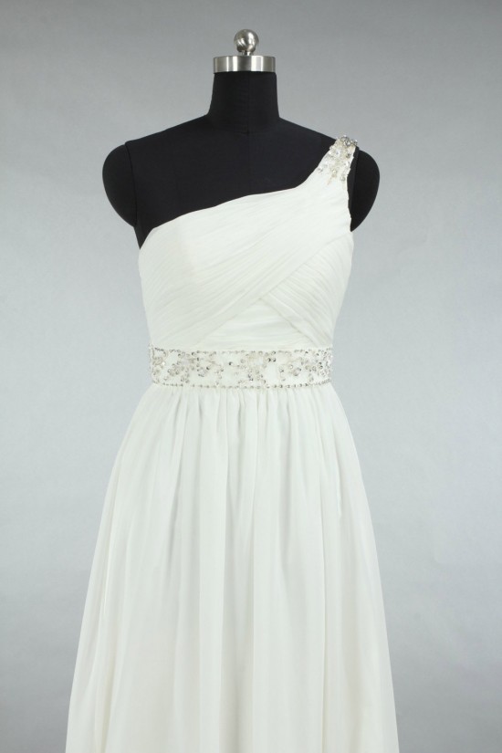 Sheath/Column One Shoulder Beaded Chiffon Bridal Gown Wedding Dress WD010466 Sheath/Column One Shoulder Beaded Chiffon Bridal Gown Wedding Dress WD010466