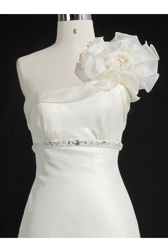 A-line Beaded One Shoulder Bridal Gown Wedding Dress WD010483