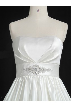 High Low Strapless Beaded Bridal Gown Wedding Dress WD010486
