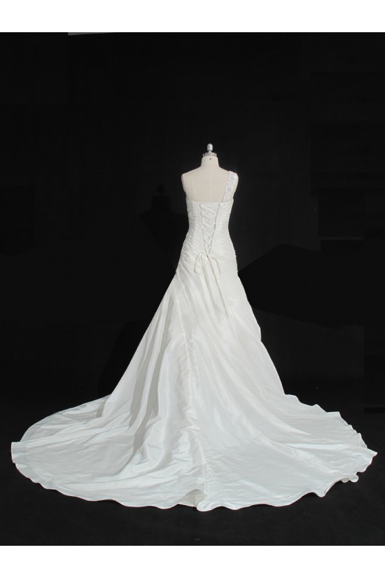 A-line One Shoulder Bridal Gown Wedding Dress WD010488