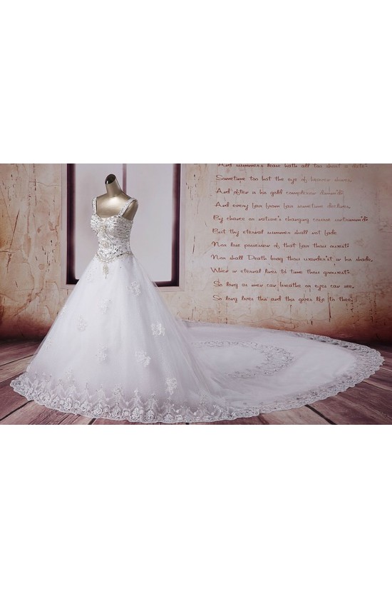 A-line Straps Beaded Bridal Wedding Dresses WD010501