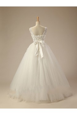 Ball Gown V-neck Lace Beaded Bridal Wedding Dresses WD010506
