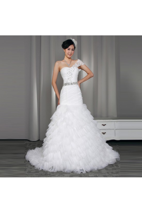 Trumpet/Mermaid One Shoulder Beaded Bridal Wedding Dresses WD010519 Trumpet/Mermaid One Shoulder Beaded Bridal Wedding Dresses WD010519