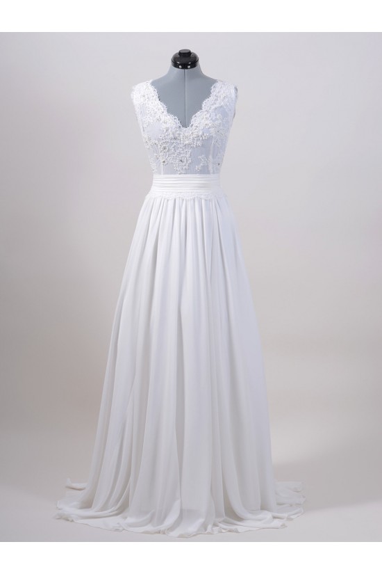 A-line V-neck Chiffon and Lace Bridal Wedding Dresses WD010555 A-line V-neck Chiffon and Lace Bridal Wedding Dresses WD010555